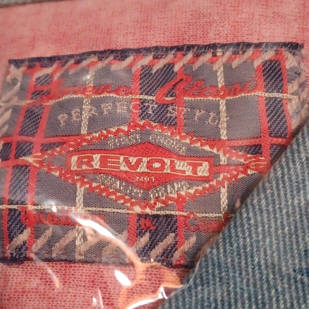 Revolt jean jacket denim and faux red leather women’s NWT  size M - Picture 5 of 9